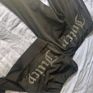 Juicy Couture Black Velour Zip Hoodie with Gold 'J' Charm